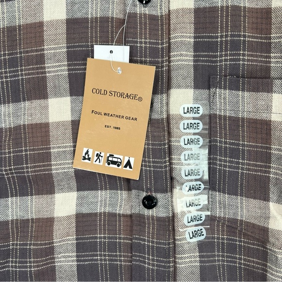 NWT Cold Storage Button Shirt Flannel Brown Men Size Large - Picture 4 of 6